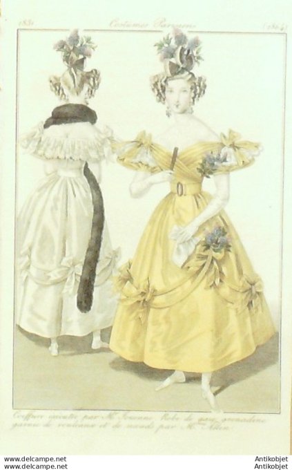 Costume Parisien 1831 # 2864 Robe de gaze grenadine garnie