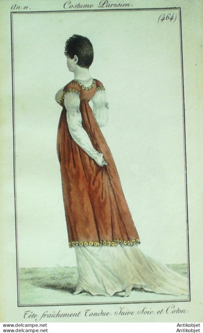 Gravure de mode Costume Parisien 1803 n° 464 (An 11) Juive soie et coton