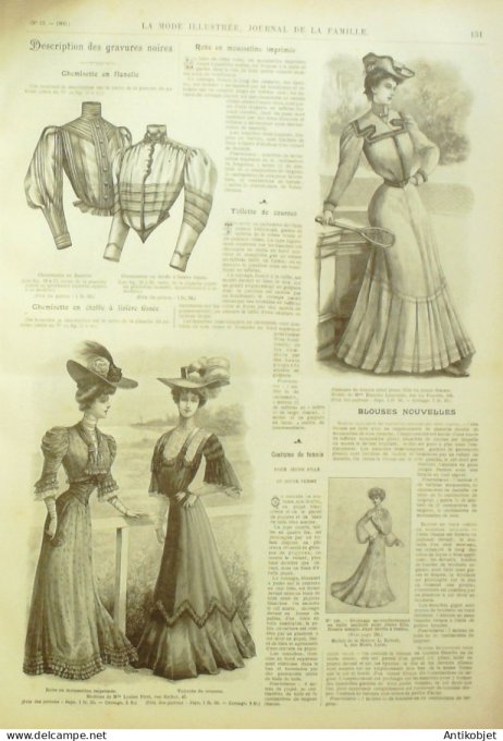 La Mode illustrée journal 1905 n° 13 Toilette d'été