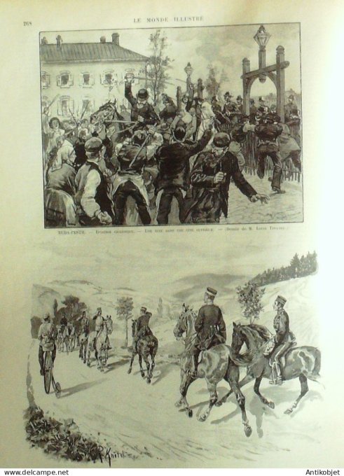 Le Monde illustré 1892 n°1856 Inde Bénarès Dahomey Kesounou Dangbo Takou Hongrie Budapest