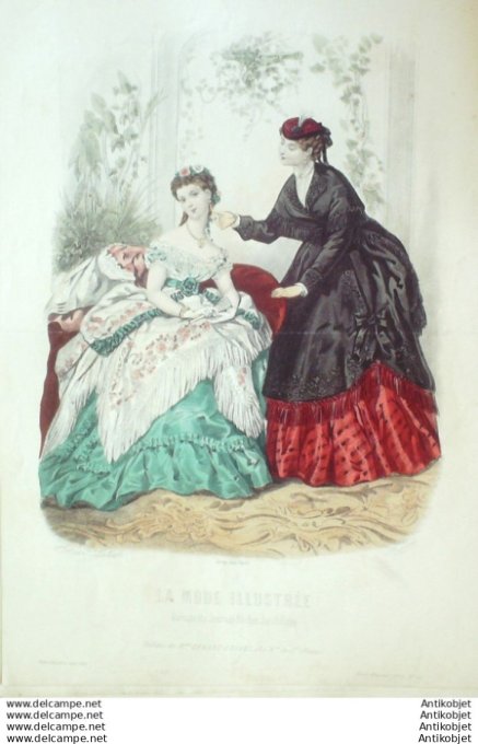 Gravure Mode illustree 1869 # 12 (Old Fashion plate)