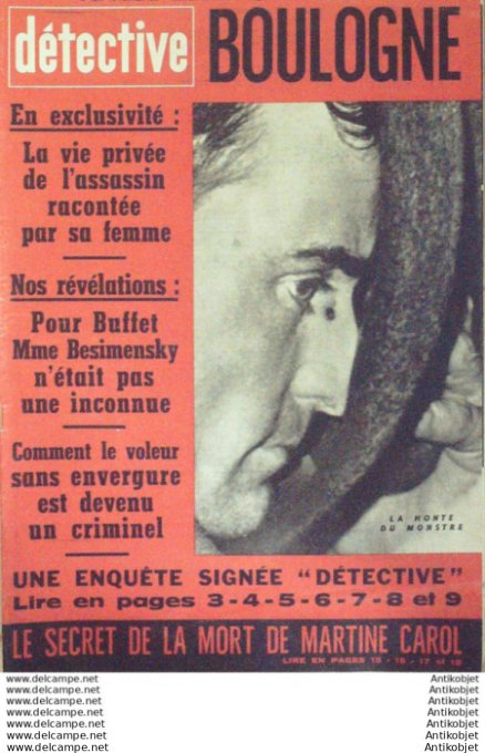 Détective 1967 # 1077 Boulogne Martine Carol Souvigny Homps Vieux-Rue