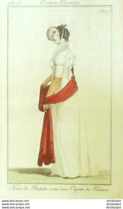 Gravure Mode Costume Parisien 1805 an 13 # 617 (eau forte old Fashion plate