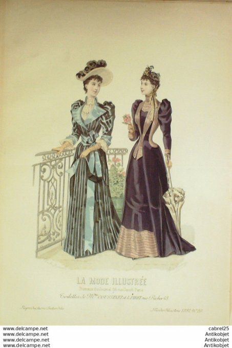 Gravure de mode La Mode illustrée 1892 n°20 (Maison Coussinet Piret)