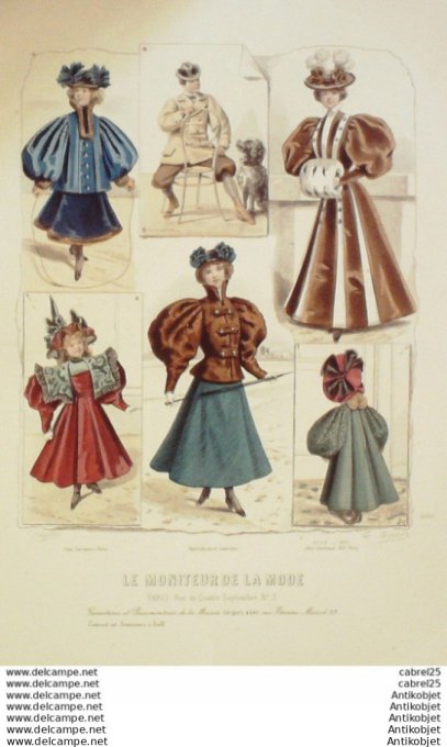 Gravure Mode Le Moniteur 1895 # 48 (Old Fashion plate)