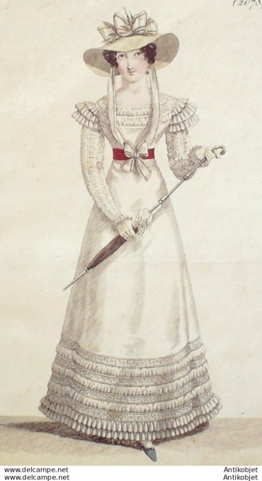 Costume Parisien 1822 # 2078 Robe perkale garnie de mousseline