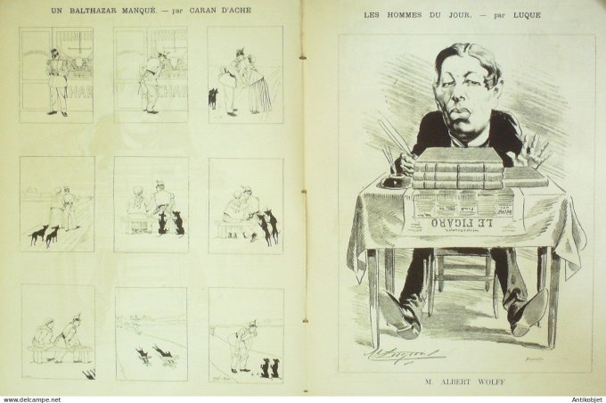 La Caricature 1885 #289 Esprit de corps Balthazar manqué Caran d'Ache Gino Wolf par Luque