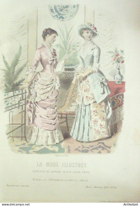 Gravure Mode illustree 1882 # 39 (Old Fashion plate)