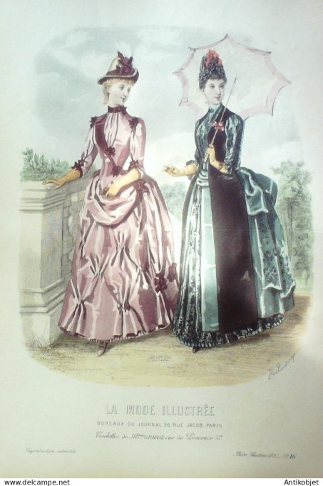 Gravure Mode illustree 1887 # 16 (Old Fashion plate)