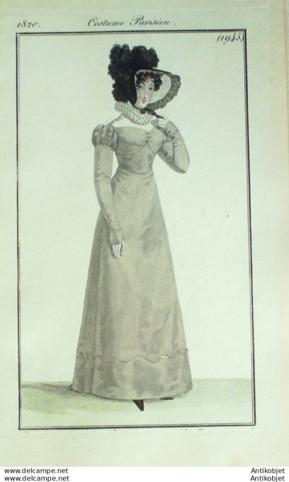 Gravure de mode Costume Parisien 1820 n°1945 Robe de Mérinos