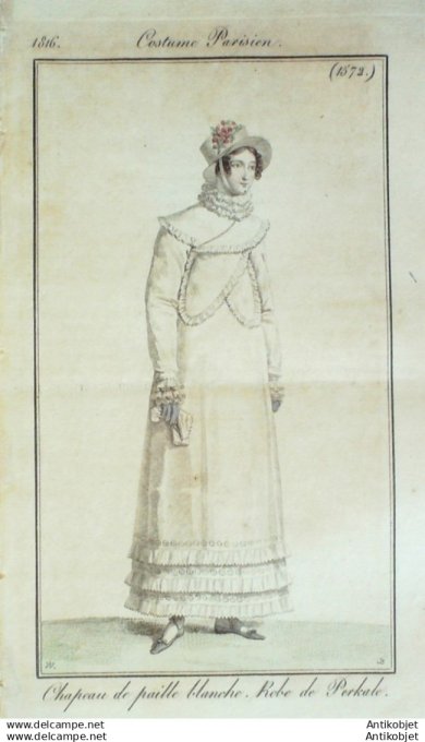 Gravure Mode Costume Parisien 1816 # 1572 (eau forte old Fashion plate