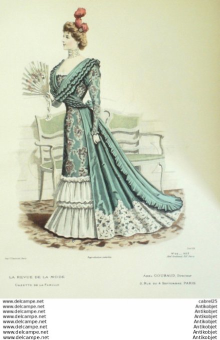 Gravure Mode La Gazette 1897 # 42 (Old Fashion plate)