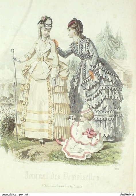Gravure Mode J.Demoiselles 1870 # 3765 (aquarelle Old Fashion plate)