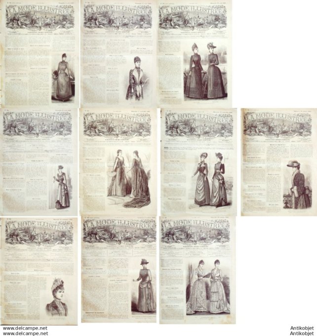Mode illustree 1889 Lot de 10 journaux