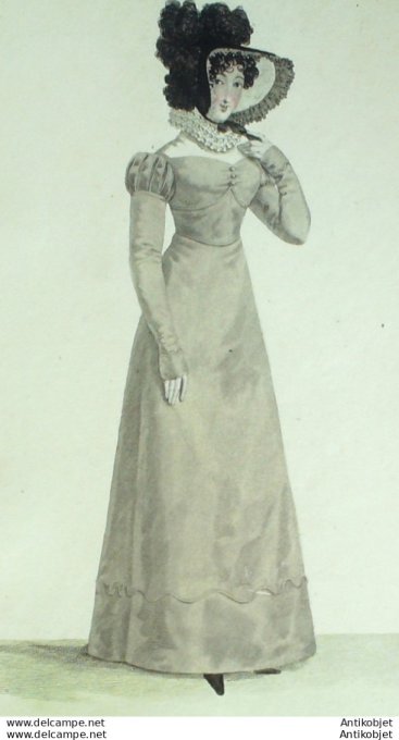 Gravure de mode Costume Parisien 1820 n°1945 Robe de Mérinos