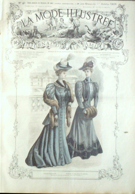La Mode illustrée journal 1905 n° 40 Toilettes d'après-midi