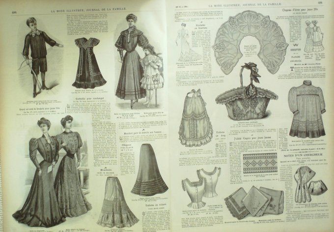 La Mode illustrée journal 1905 n° 40 Toilettes d'après-midi