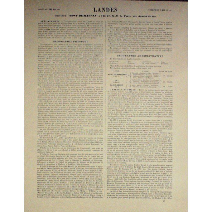 Carte Landes (40) Mont De Marsan Graveur Lecoq Waltner Barbier 1868