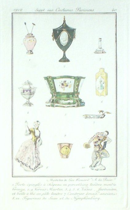 Rouard Geo Pochoir Mode Art Deco n°  40-1912 Journal des Dames