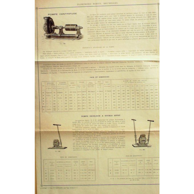 Catalogue FLORIMOND ROBYN hydrauliques  BRUXELLES 1913