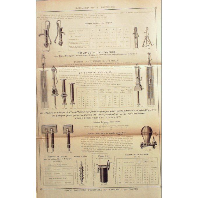 Catalogue FLORIMOND ROBYN hydrauliques  BRUXELLES 1913