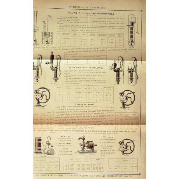 Catalogue FLORIMOND ROBYN hydrauliques  BRUXELLES 1913