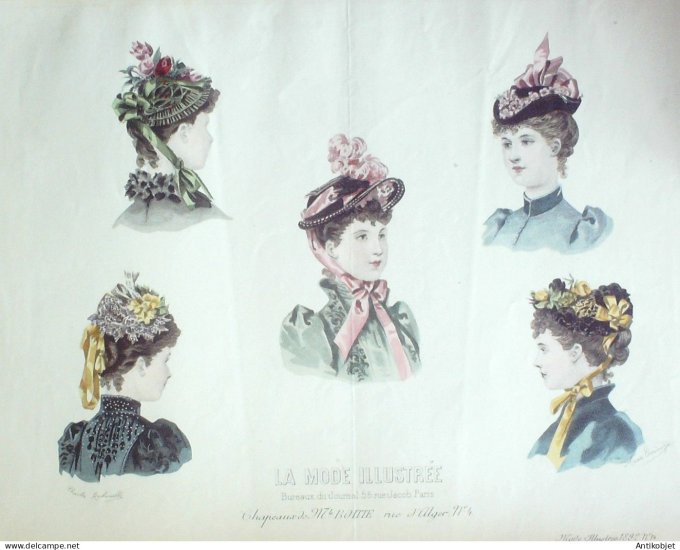 Gravure Mode illustree 1892 # 14 (Old Fashion plate) RARE