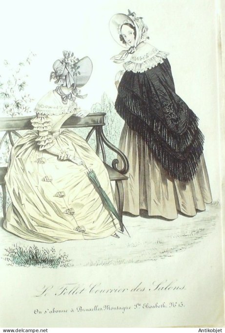 Gravure Mode Le Follet 1831 # 227 (aquarelle Old Fashion plate)
