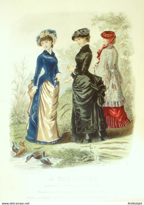 Gravure de mode La Mode illustrée 1881 n°48 (Maison Fladry-Coussinet)