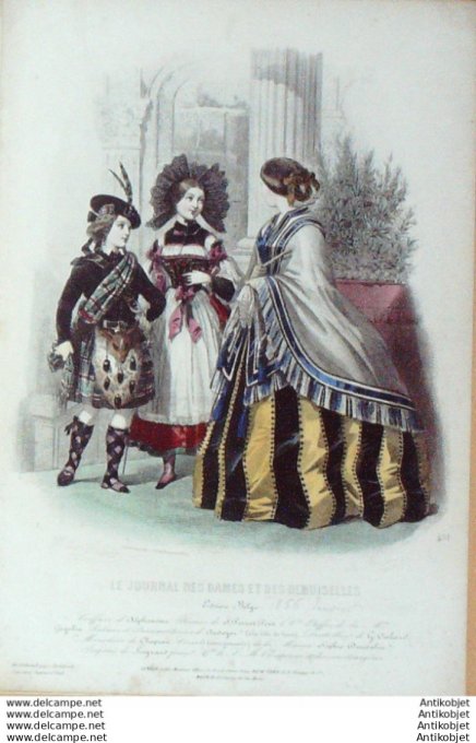 Journal des Dames Demoiselles 1856 # 451 Travestissements (Maison Gagelin)