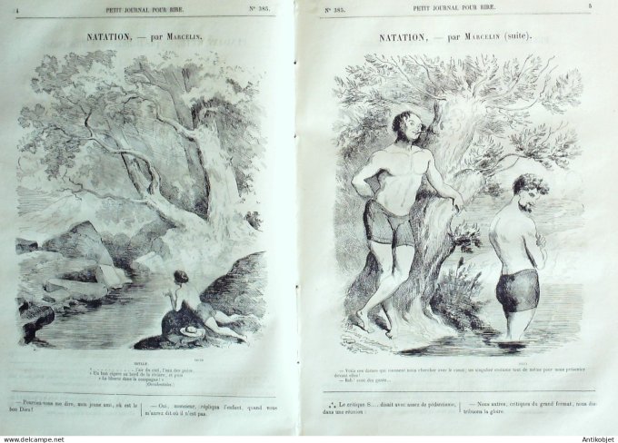 Petit journal pour Rire 1862 # 385 Natation Marcellin