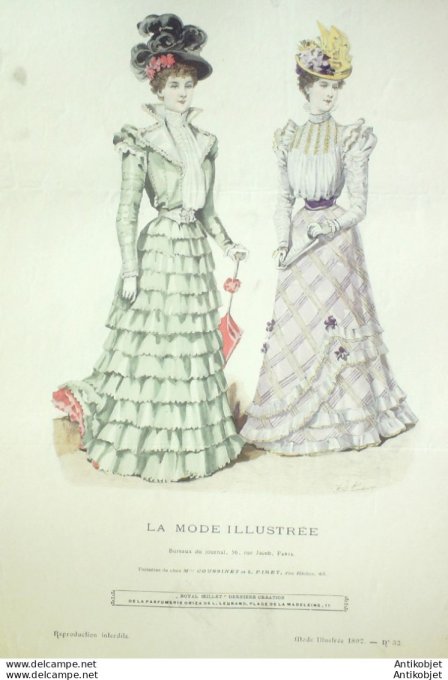 Gravure Mode illustree 1897 # 32 (Old Fashion plate) rare