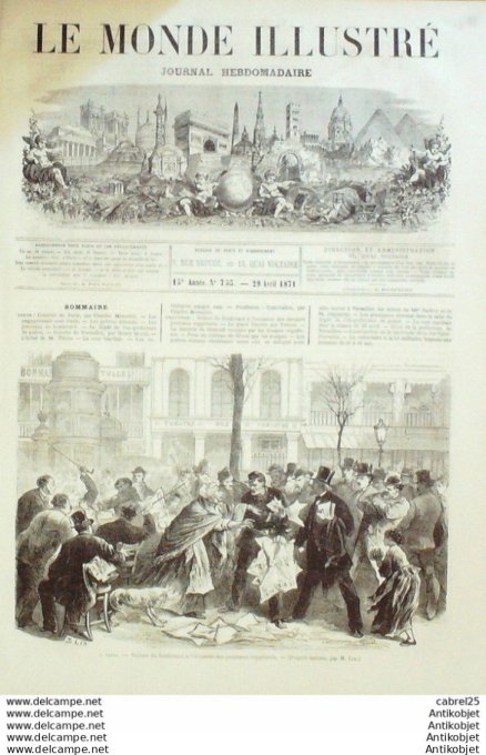 Le Monde illustré 1871 n°735 Issy (92) Versailles (78) Vanves (92) Canonnières Locomotive blindée