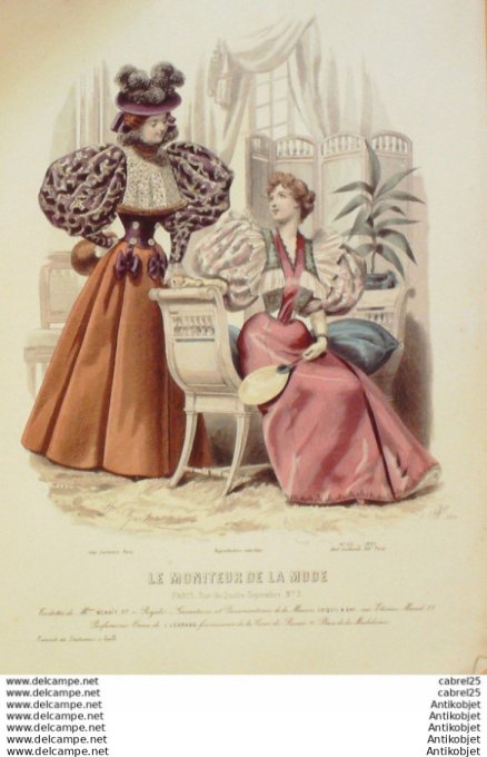 Gravure Mode Le Moniteur 1895 # 50 (Old Fashion plate)