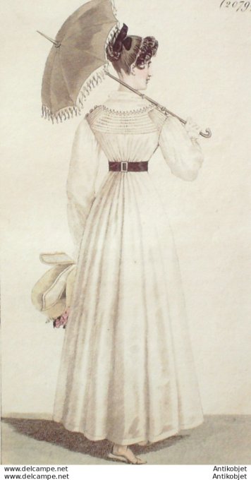 Costume Parisien 1822 # 2079 Blouse perkale chapeau de paille