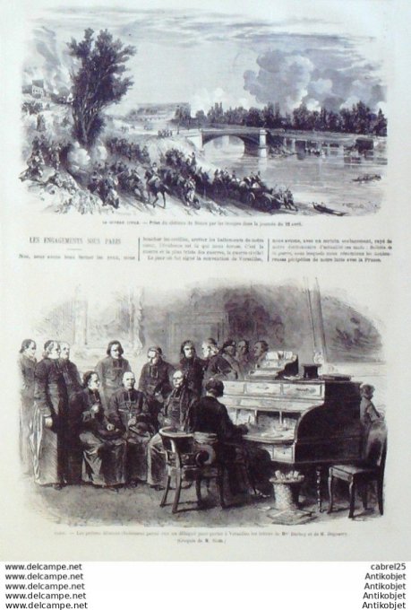 Le Monde illustré 1871 n°735 Issy (92) Versailles (78) Vanves (92) Canonnières Locomotive blindée
