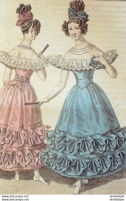 Costume Parisien 1829 # 2665 Robe gros des Indes