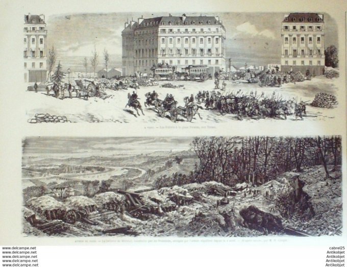 Le Monde illustré 1871 n°735 Issy (92) Versailles (78) Vanves (92) Canonnières Locomotive blindée