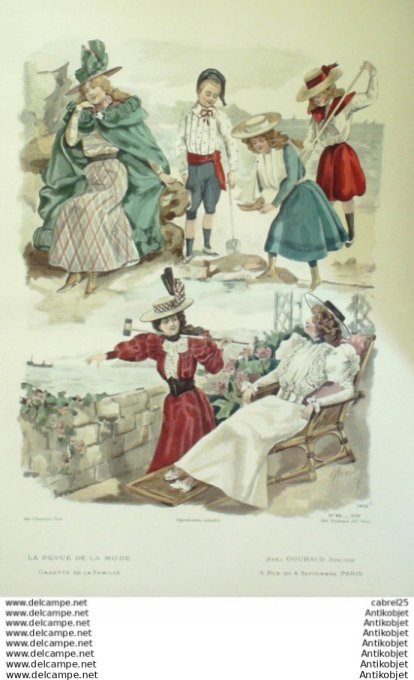 Gravure Mode La Gazette 1897 # 26 (Old Fashion plate) Maritime