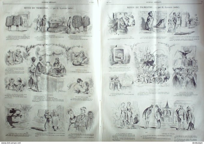 Le Journal Amusant 1874 #  921 Revue du trimestre grande tartine par Lafosse