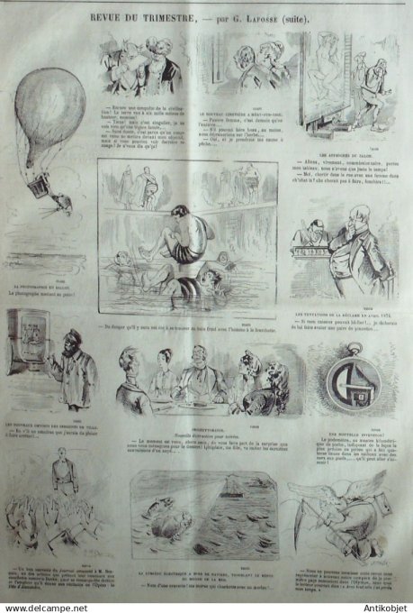Le Journal Amusant 1874 #  921 Revue du trimestre grande tartine par Lafosse