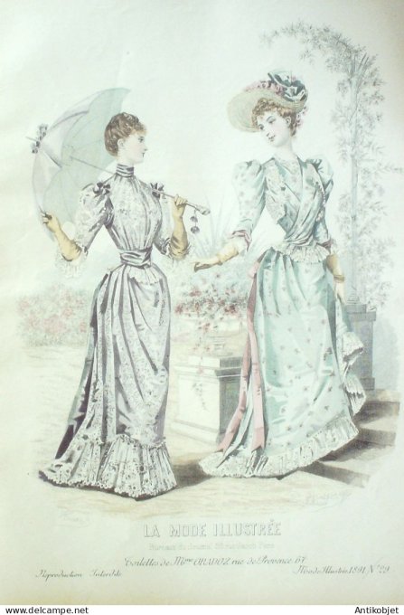 Gravure Mode illustree 1891 # 29 (Old Fashion plate) RARE