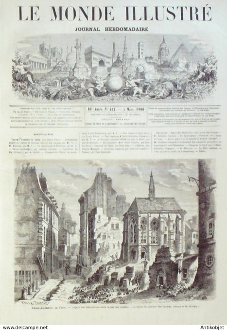 Le Monde illustré 1866 n°464 Fournels (19) Sénégal Paouos Brest (29) Espagne St-Sébastien