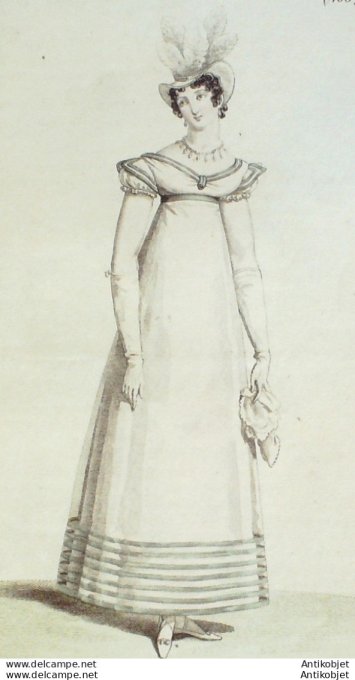 Gravure de mode Costume Parisien 1817 n°1657 Robe de Lévantine