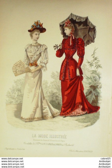 Gravure de mode La Mode illustrée 1892 n°29 (Maison Coussinet Piret)