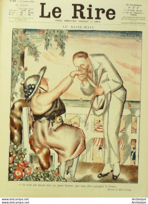 Le Rire 1920-10-16 #  89 Journal humoristique Ed.Originale Baise-main