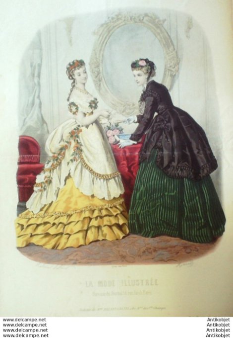 Gravure Mode illustree 1869 # 10 (Old Fashion plate)