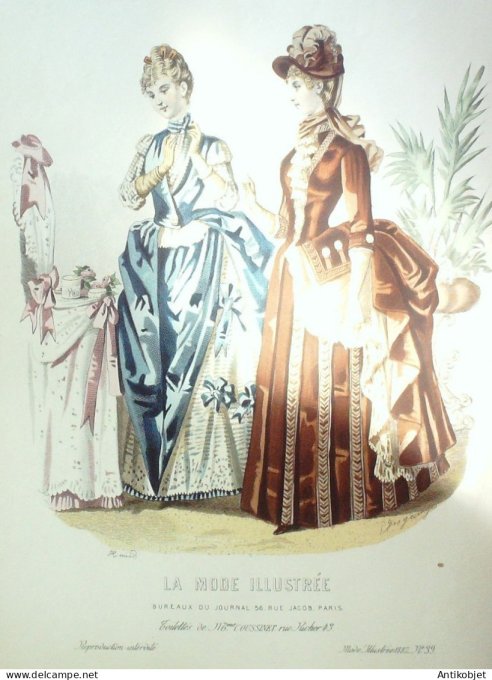 Gravure Mode illustree 1887 # 39 (Old Fashion plate)