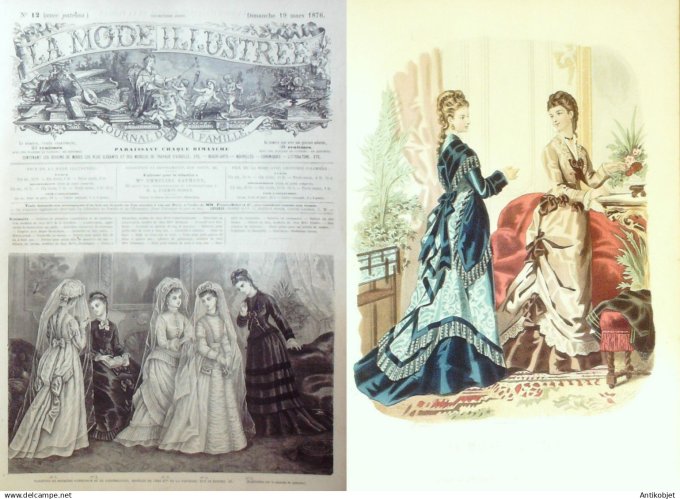La Mode illustrée journal + gravure associée 1876 # 12