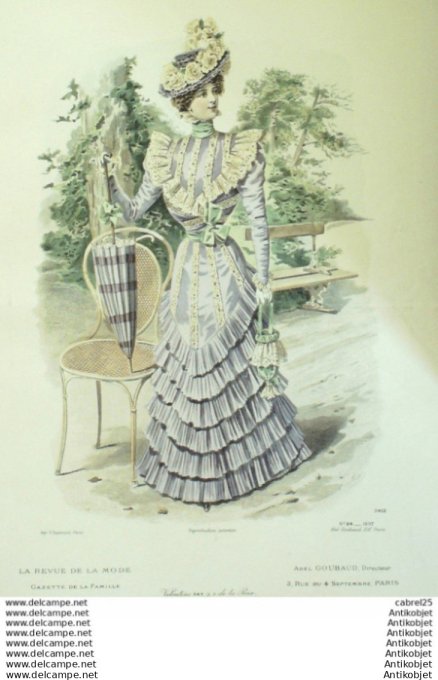 Gravure Mode La Gazette 1897 # 24 (Old Fashion plate) Chien